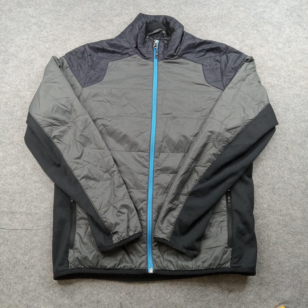 Spyder Jacket Mens Medium Gray Black Full Zip Insulated Softshell Hiking Outdoor